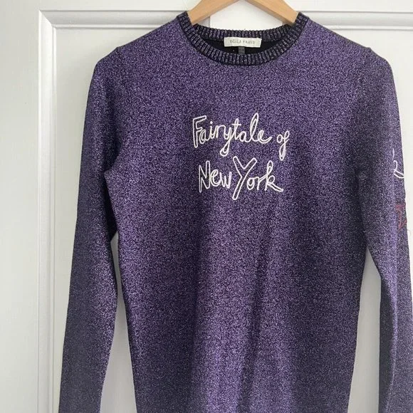 Bella Freud purple Fairytale of New York ladies sparkly jumper size S - Picture 1 of 5
